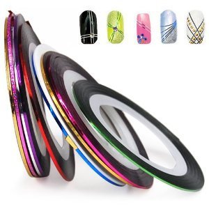 10 X Mixed Color Nail Art Striping Rolls Tape Nail Sticker Nail Tip Decoration