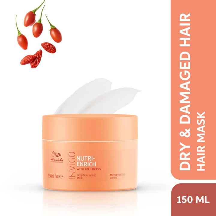 Wella Professionals Invigo Nutri-Enrich Mask | Hydrates & Repairs Dry, Frizzy & Damaged Hair | 150 ml | With Goji Berry & Vitamin E | For Men & Women