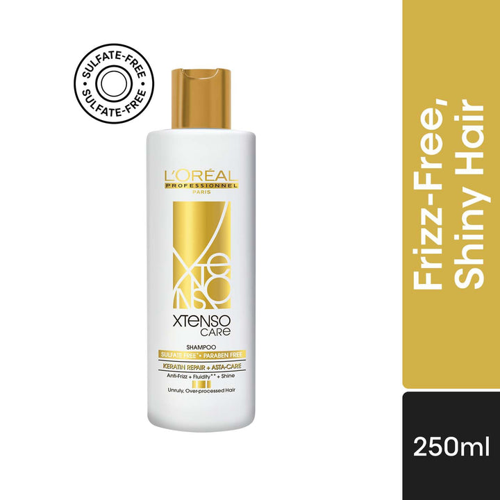 L'Oréal Professionnel Xtenso Care Sulfate-Free Shampoo for Frizz-Free, Shiny & Manageable Hair 250ml | With Pro Keratin & Asta Care | For Men & Women | Unruly, Unmanageable Hair
