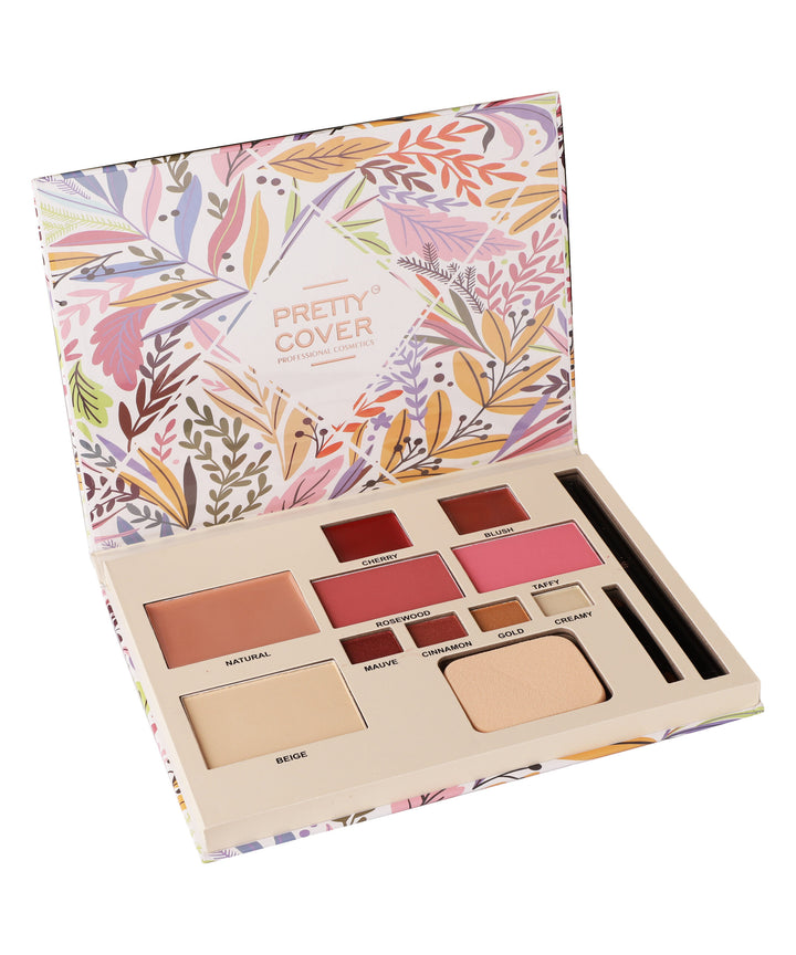 Pretty Cover All-in-One Makeup Kit, Eyeliner, Makeup Brush, Blush, Lip Jelly, Compact, Foundation, Eye Shadow for Women